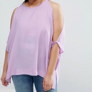 ASOS cold shoulder blouse in purple
